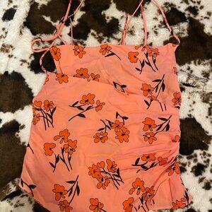 Top shop Floral Peach Spaghetti Strap Top